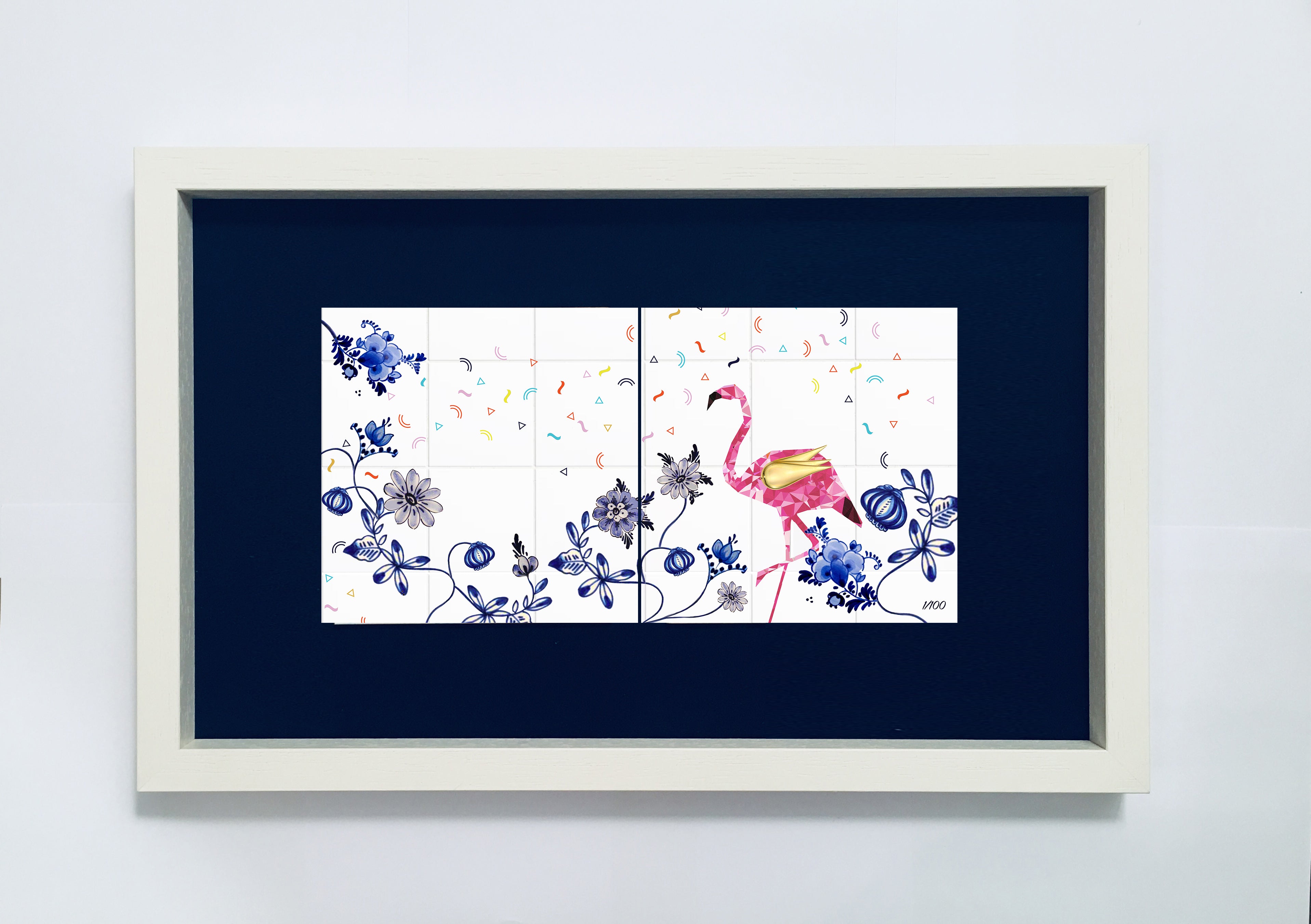 Flamingo in a Flock of Pigeons Limited Edition Framed Duo